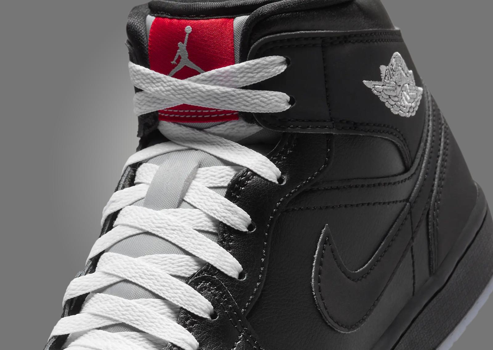 Air Jordan 1 Mid Black Metallic Tongue Detail