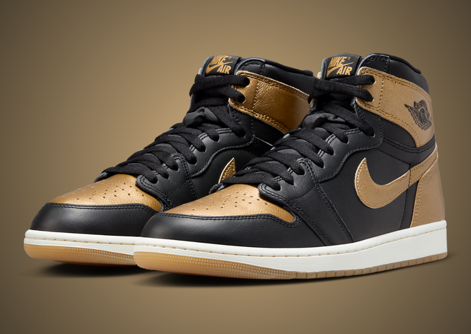 Air Jordan 1 Retro High OG Black Metallic Gold Angle