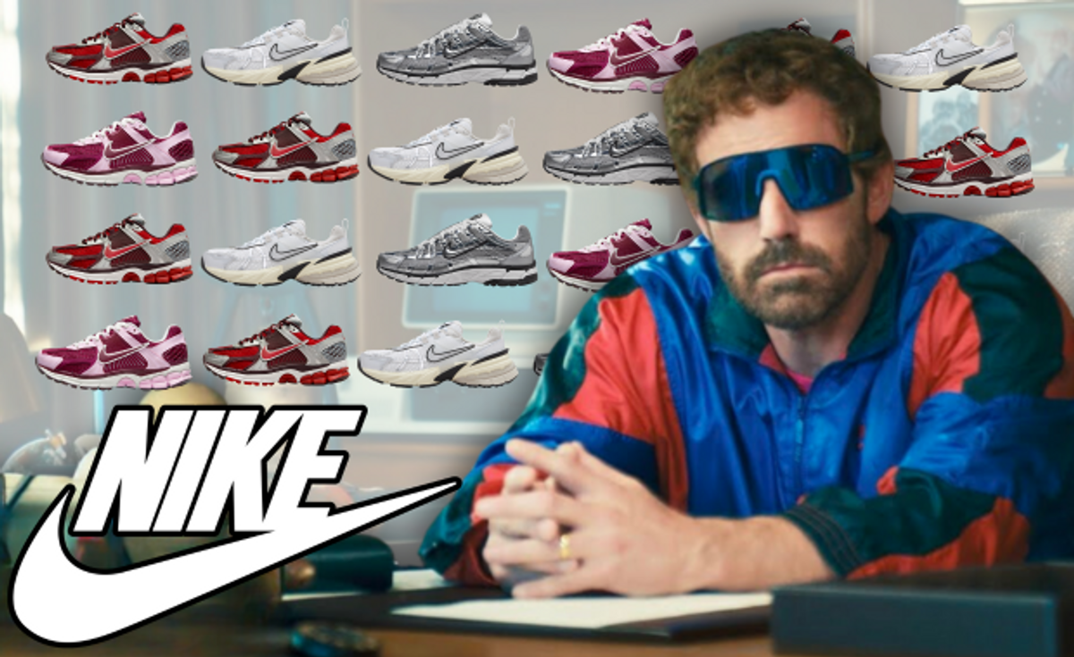 Retro Nike Runners Vomero 5, P-9000, and V2K with Ben Affleck as Phil Knight in Air