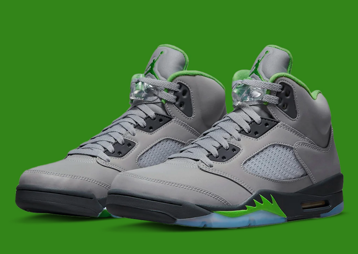 Grey and top green jordan 5
