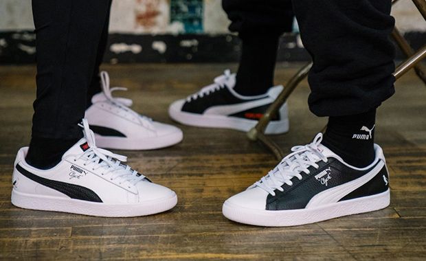 Puma clyde outlet black and white