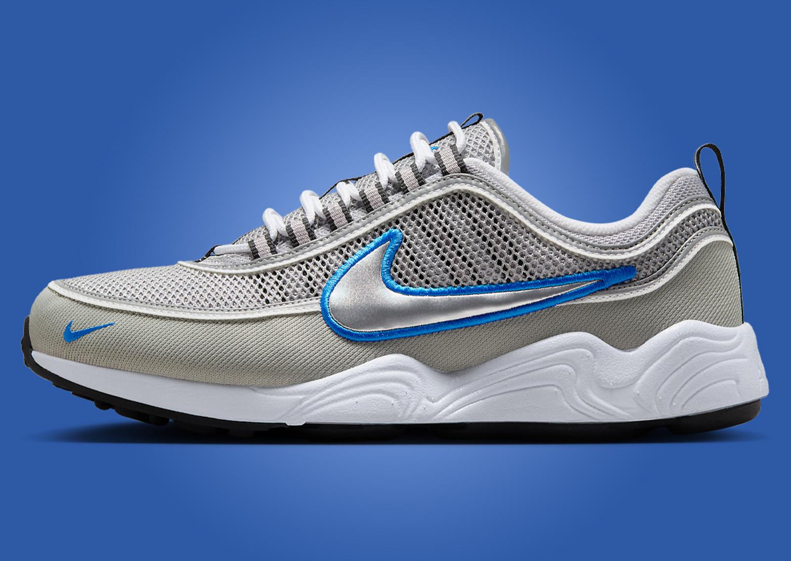 Nike Air Zoom Spiridon Metallic Silver Signal Blue Lateral