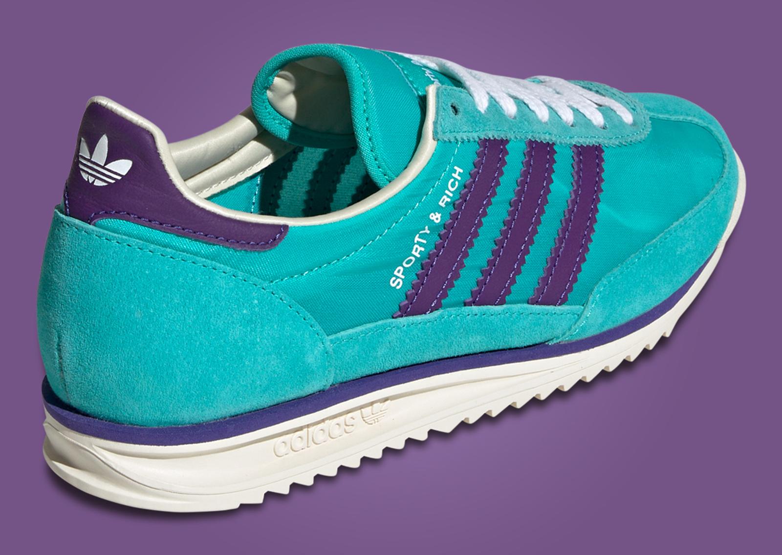 Sporty & Rich x adidas SL72 Teal Purple Heel