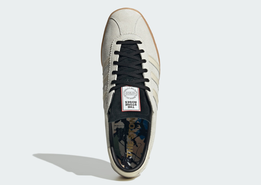 The Stone Roses x adidas Tobacco lemon tongue logo and gum sole detail