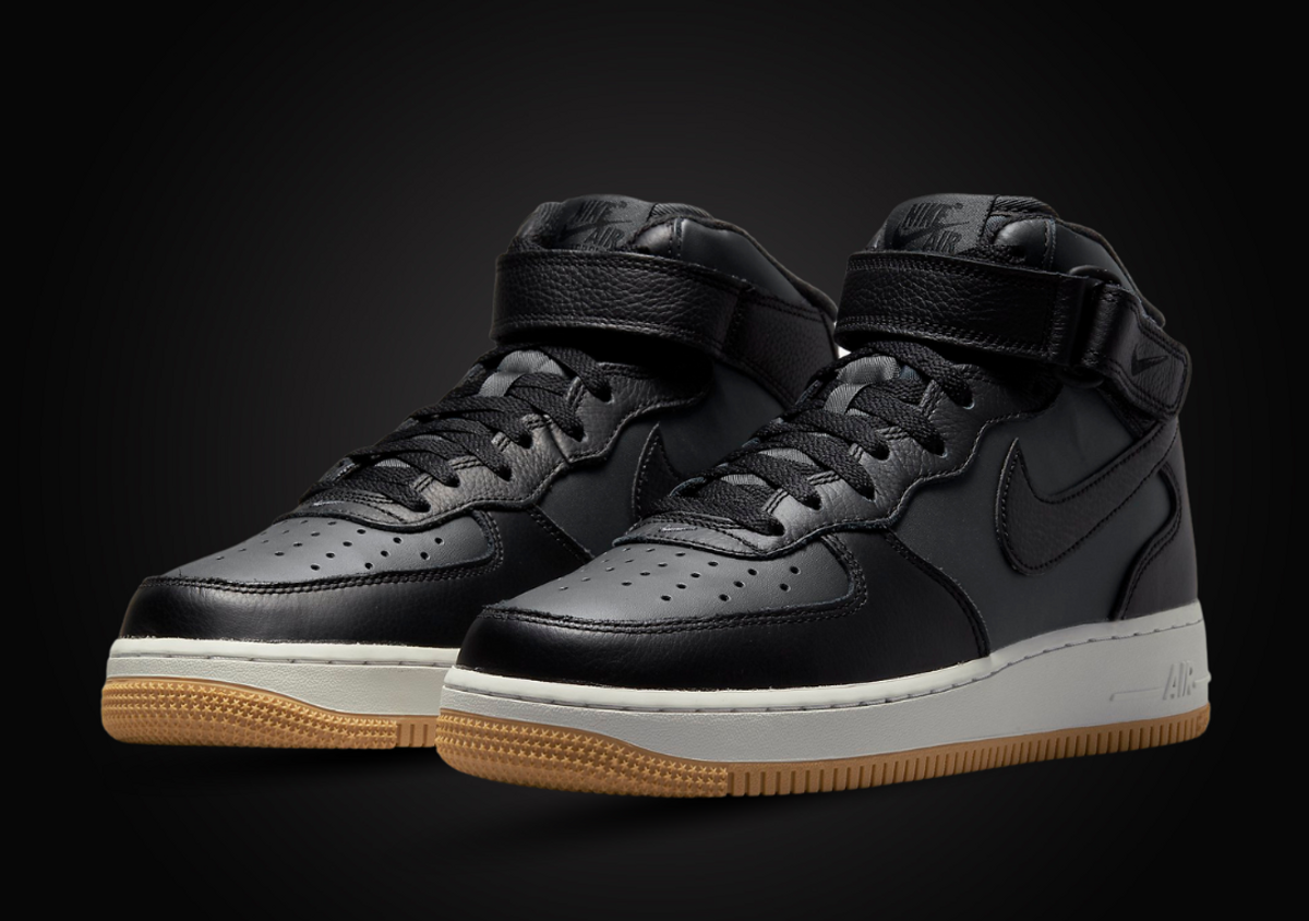 Nike air force 1 mid black gum best sale