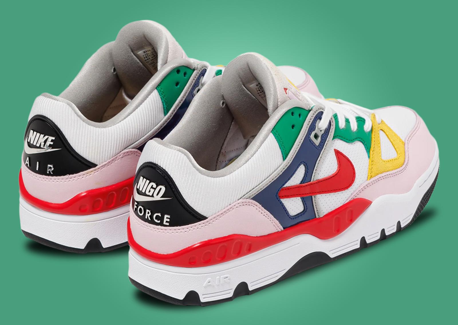 Nigo x Nike Air Force 3 Low White Multi-Color Heel Angle