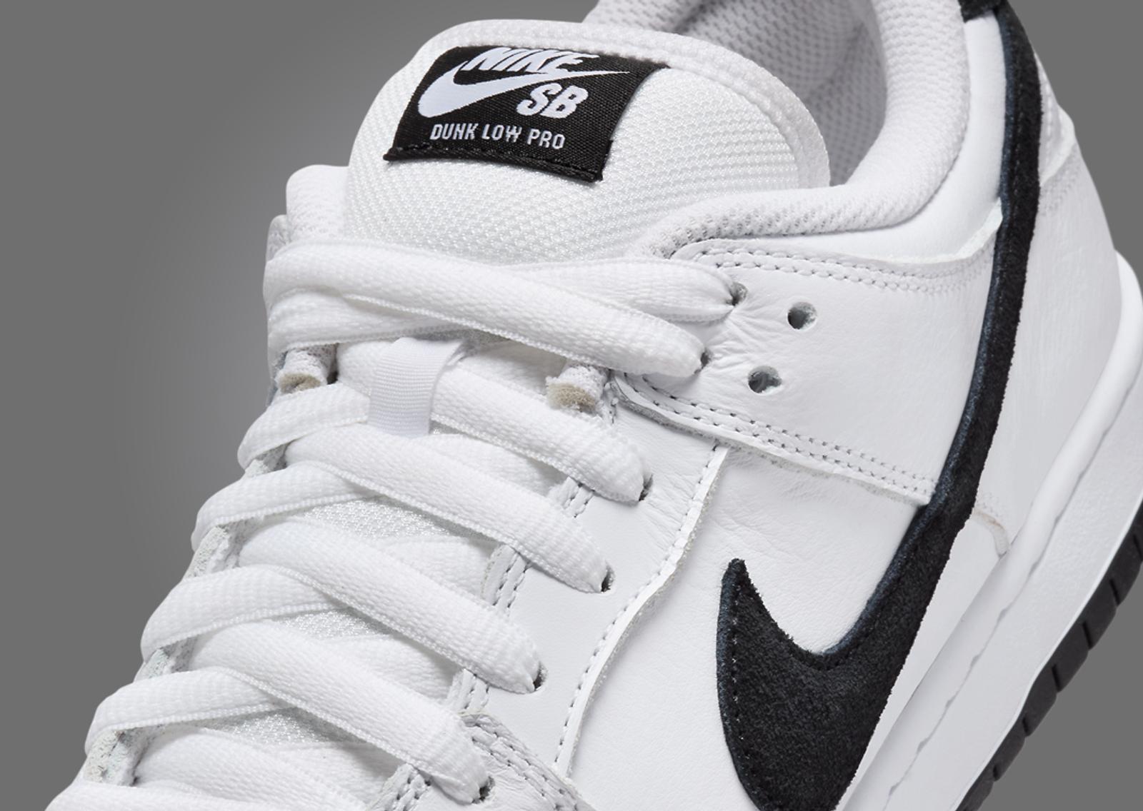 Nike SB Dunk Low White Black Tongue Detail