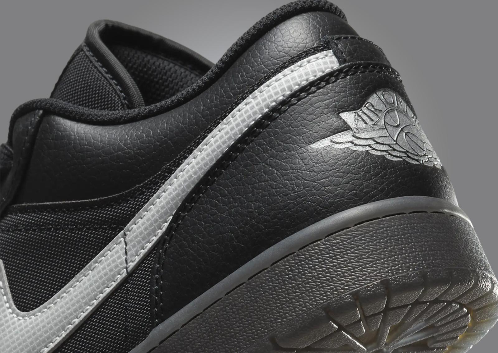 Air Jordan 1 Low Black White Dark Smoke Grey Heel Detail