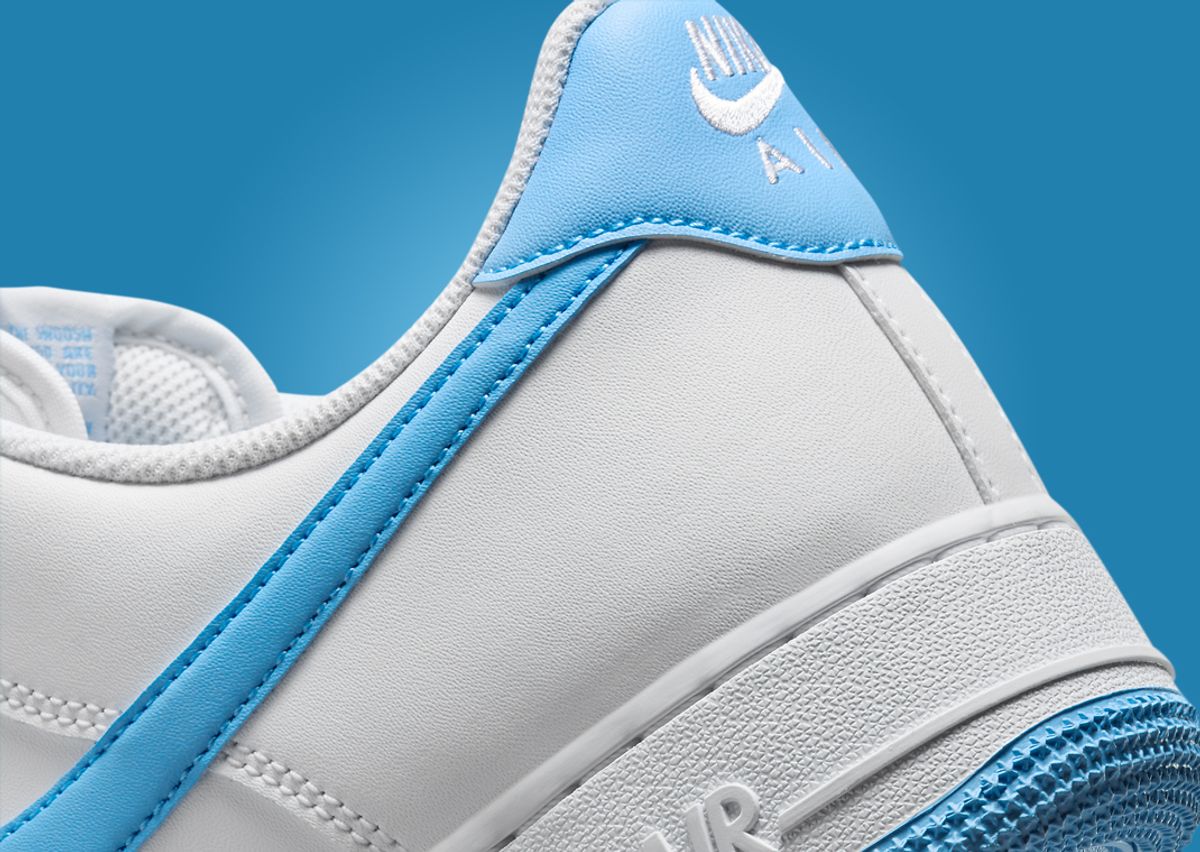 Nike Air Force 1 Low White Aquarius Blue Heel