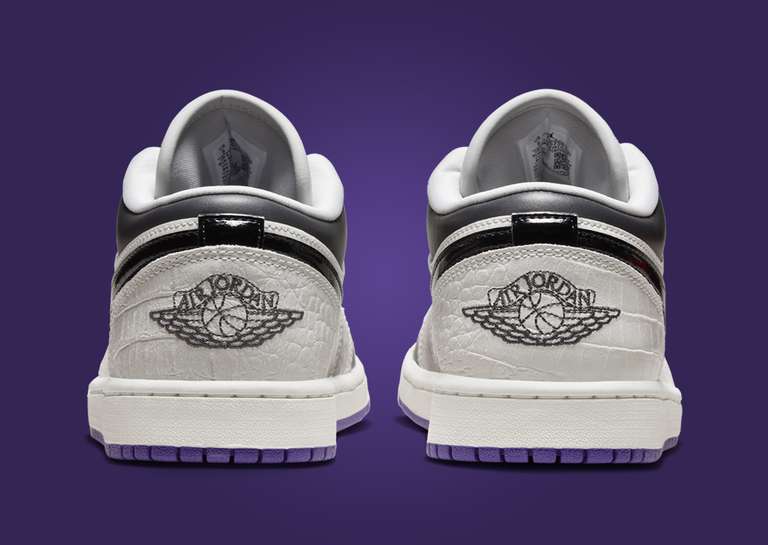 Air Jordan 1 Low SE Cement Grey Field Purple (W) Heel