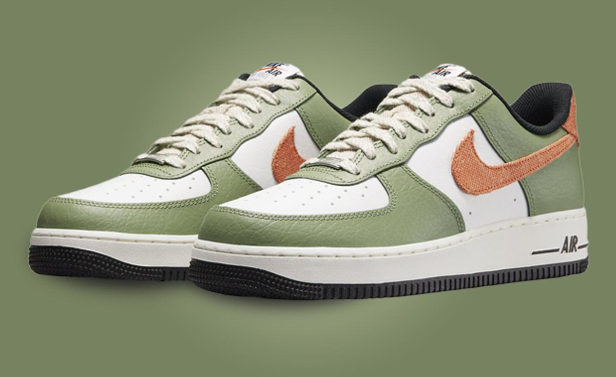 Get Spring-Ready With The Nike Air Force 1 Low Oil Green Safety Orange