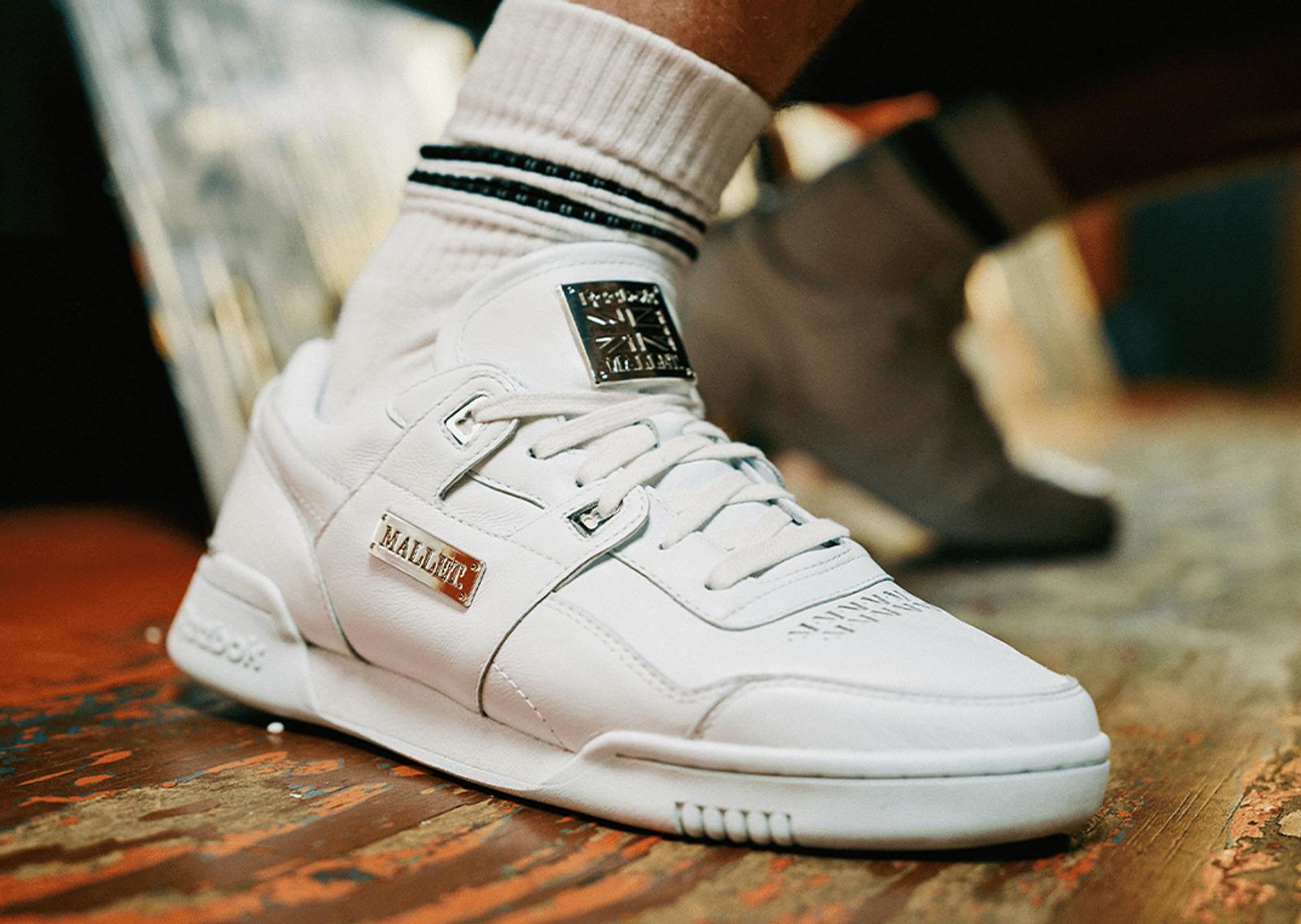 Mallet London x Reebok Workout Plus Lo White Up Close