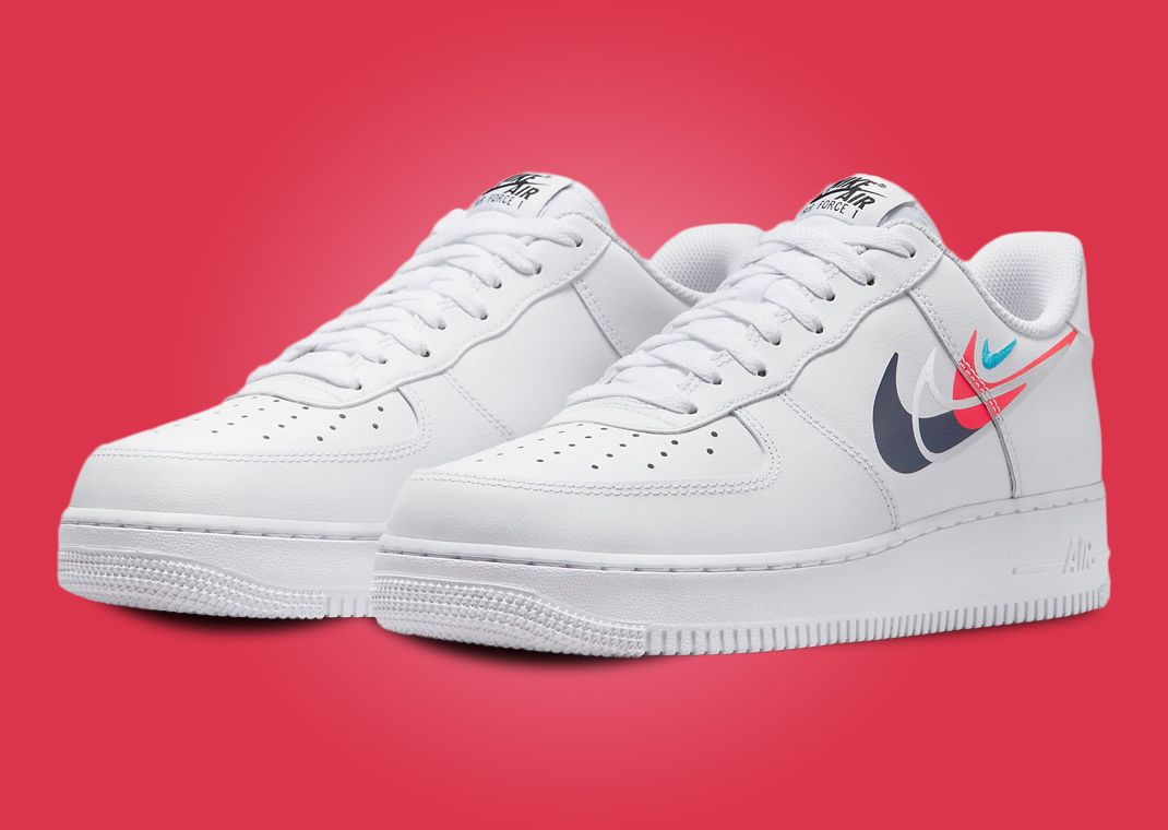 White nike air shop force 1 red swoosh