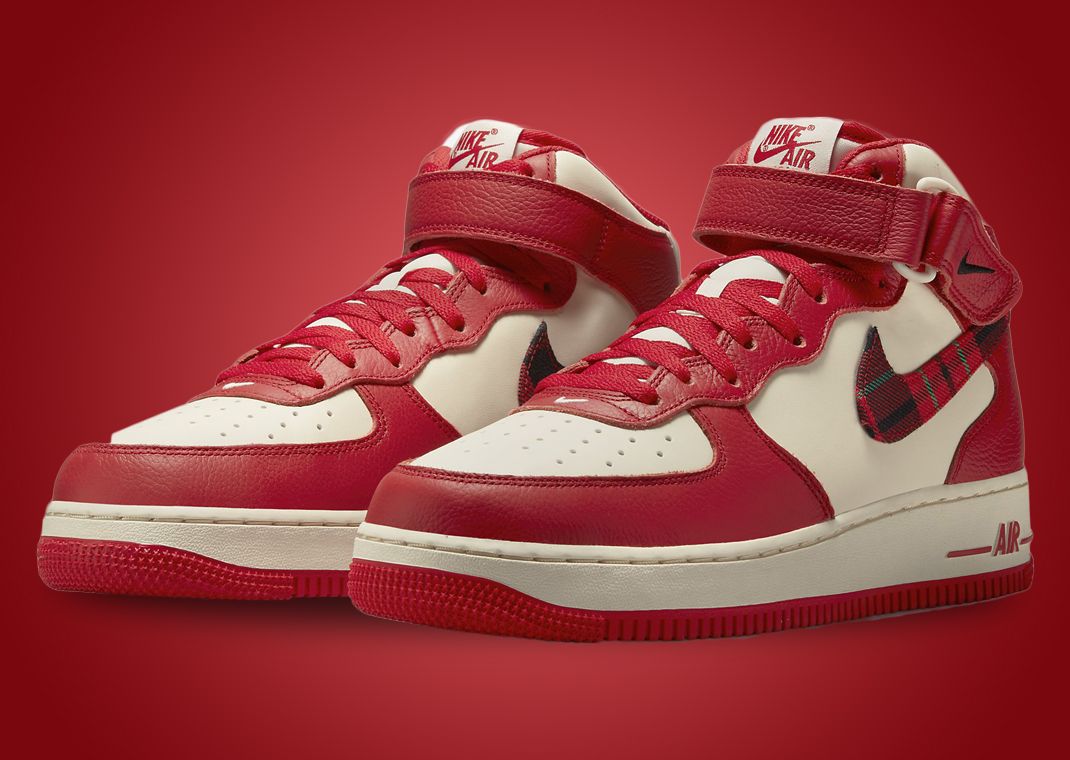 This Nike Air Force 1 Mid LX Comes With University Red Tartan Swooshes