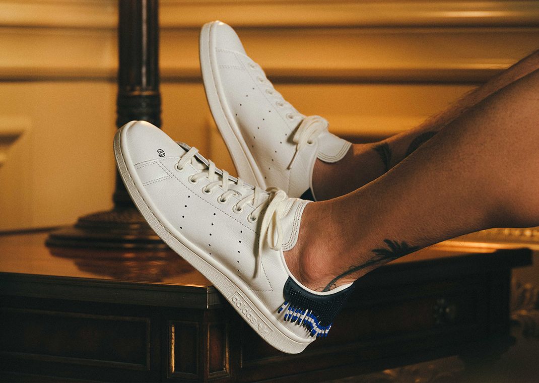 The CLOT x adidas Stan Smith Beaded White Navy Releases June