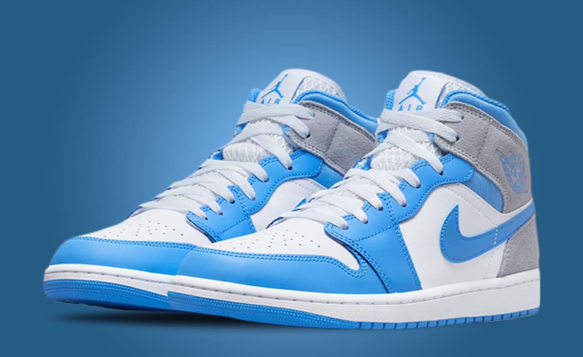 This Air Jordan 1 Mid Comes In University Blue And Stealth
