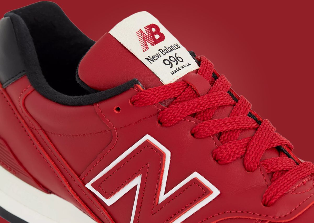New Balance 996 Made in USA Red Black Tongue Detail
