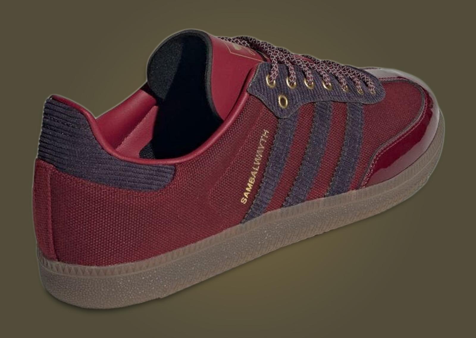 ALWAYTH x adidas Samba College Burgundy Heel Angle