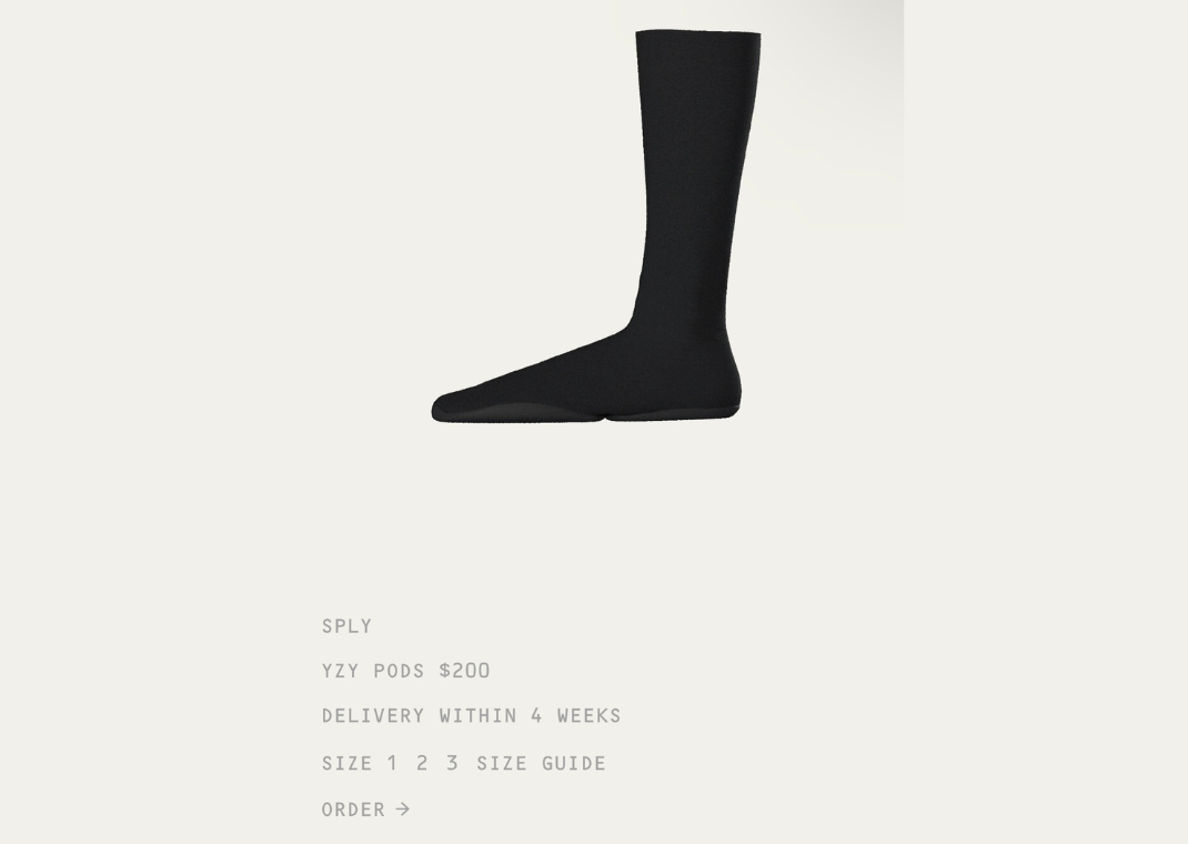 Yeezy socks 2025 size chart