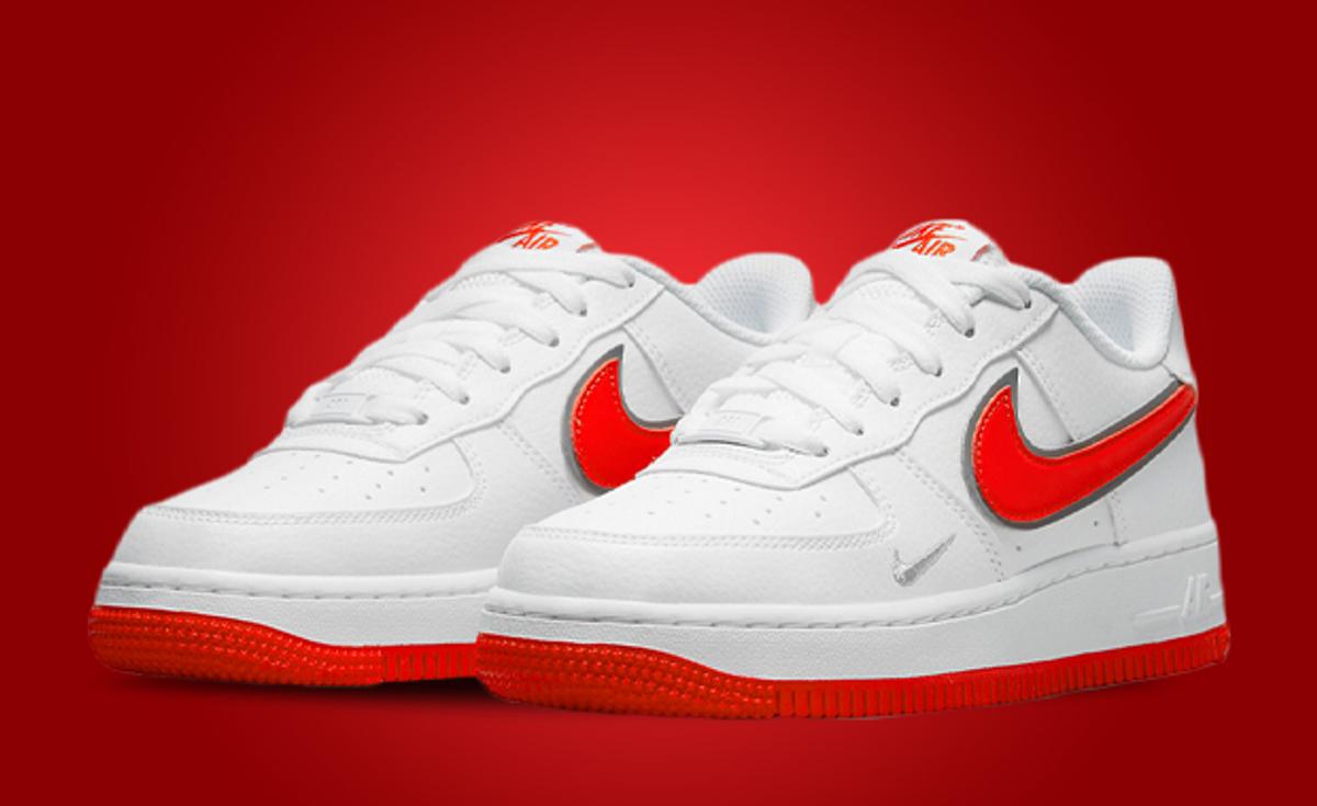 Habanero Red Accents This Kids Nike Air Force 1 Low