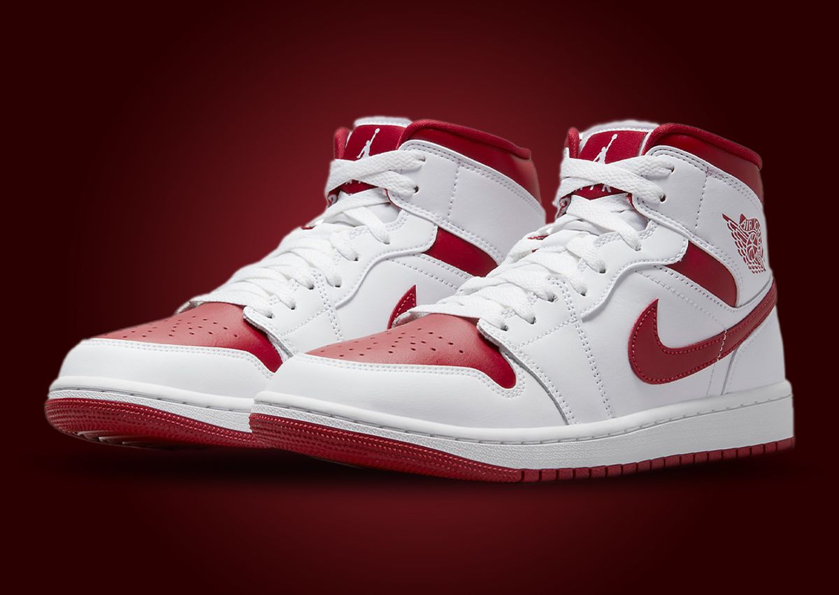 White and red mid jordan 1 Clearance
