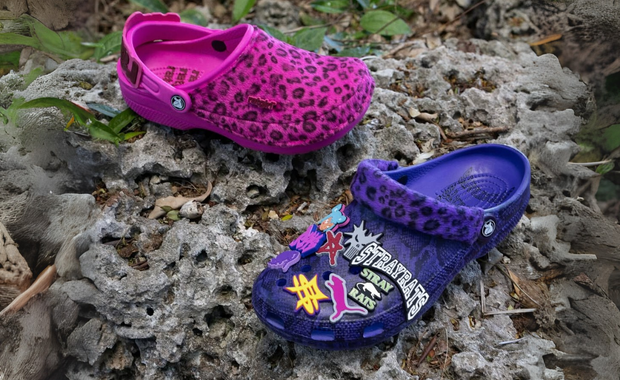 Ratgirl x Crocs Classic Clog Juice (top) & Stray Rats x Crocs Classic Clog Ultraviolet (bottom)