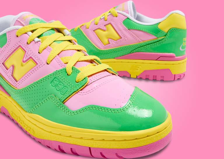 New Balance 550 Y2K Patent Leather Pink Green Toe and Heel