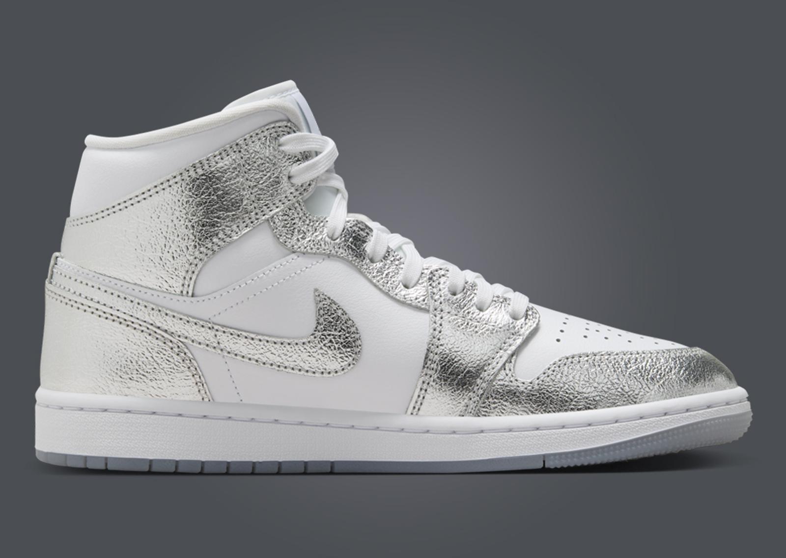 Air Jordan 1 Mid SE Metallic Silver (W) Medial