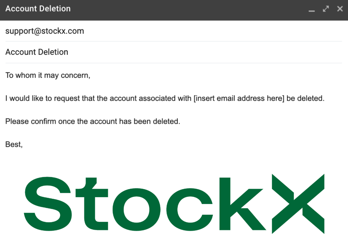 Screenshot of Email to StockX Support