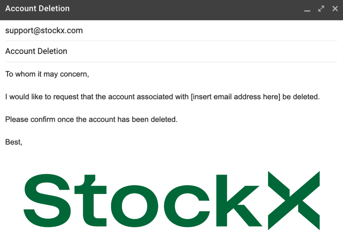 How to delete StockX account by email