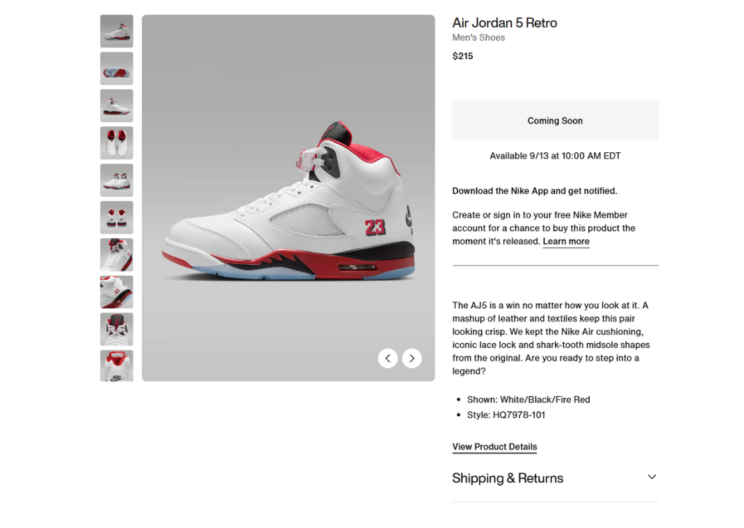 when did the all red 5s come out