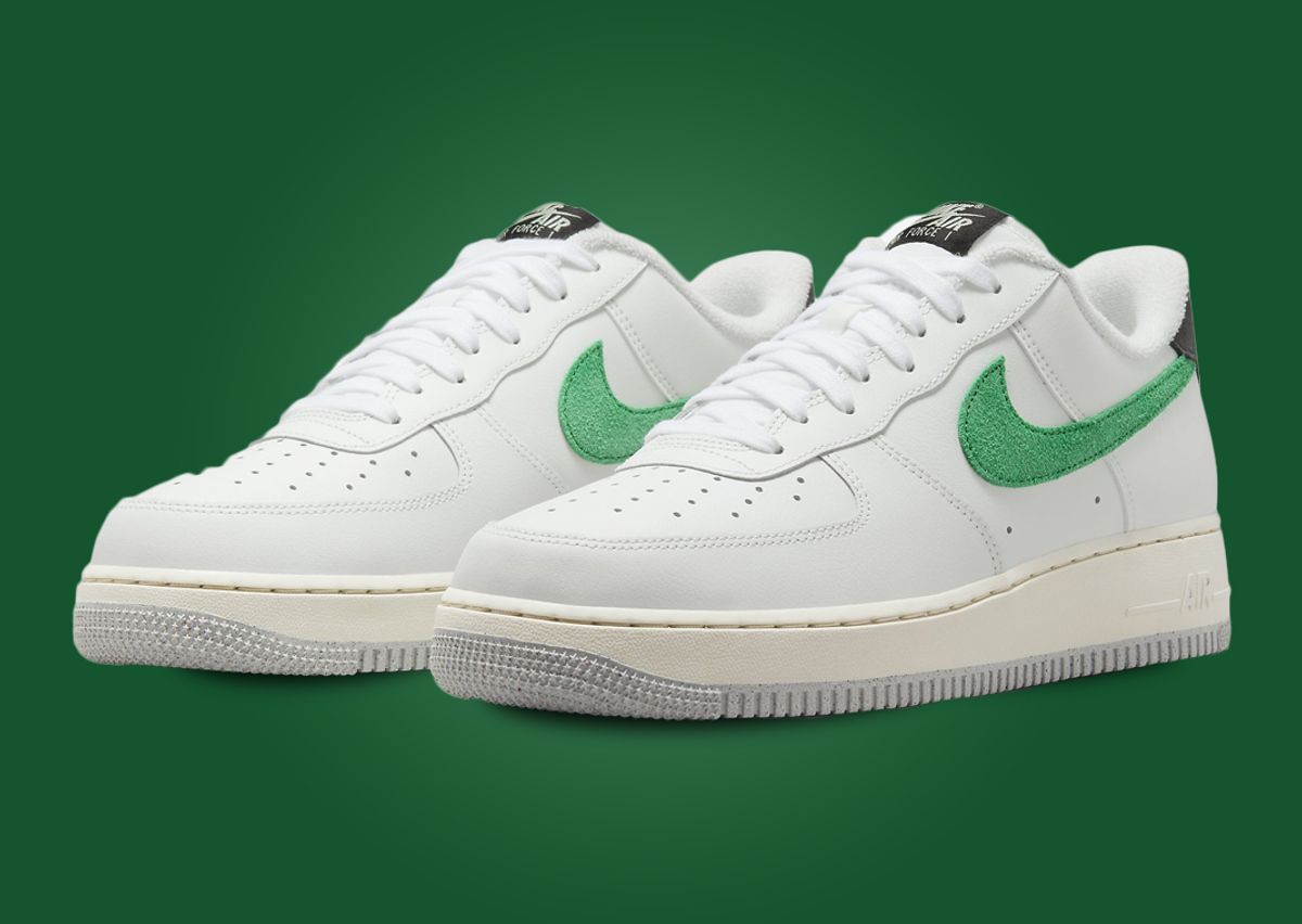 Nike air force 1 white green swoosh Clearance