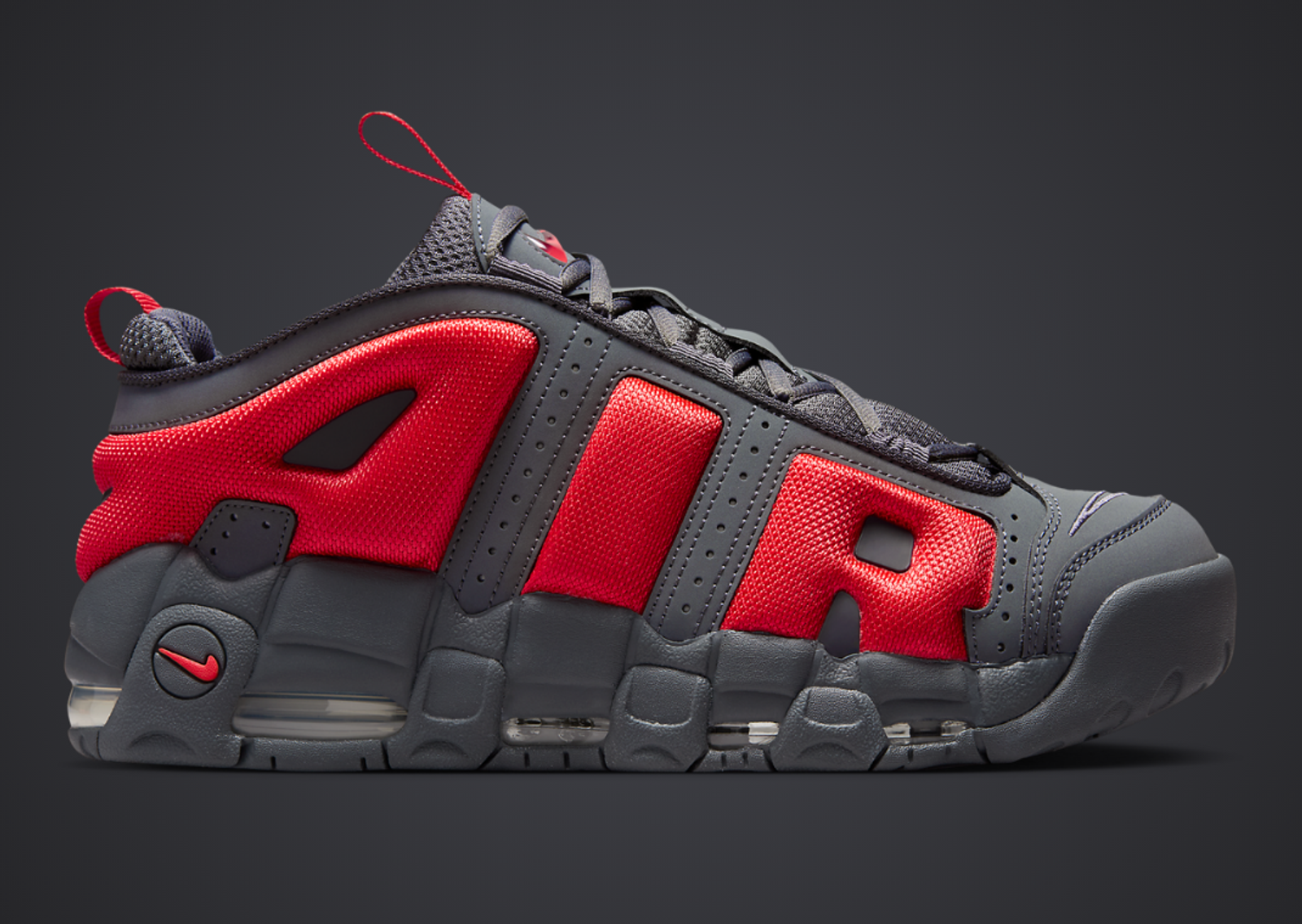 Nike Air More Uptempo Low Dark Grey Light Crimson Lateral