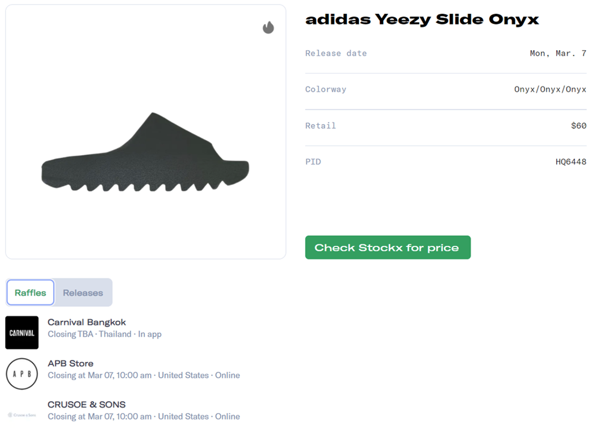 adidas Yeezy Slide Onyx Raffle Guide