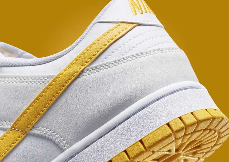 Nike Dunk Low White University Gold Heel