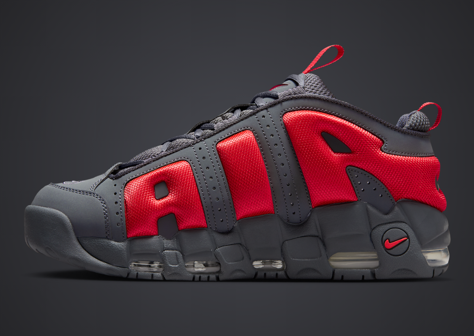 Nike Air More Uptempo Low Dark Grey Light Crimson Medial