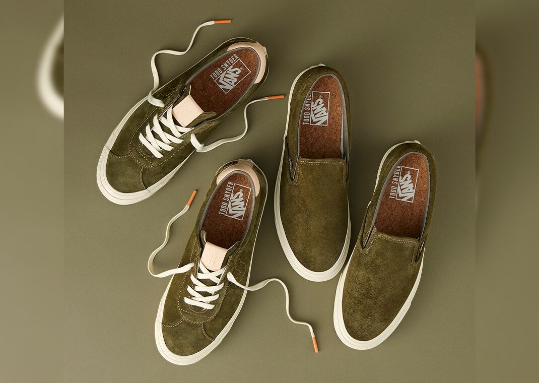 Vans slip shop on olive green