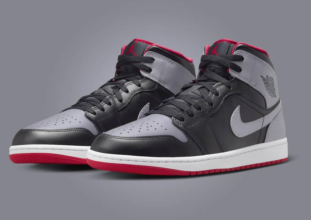 Air Jordan 1 Mid Black Cement Fire Red