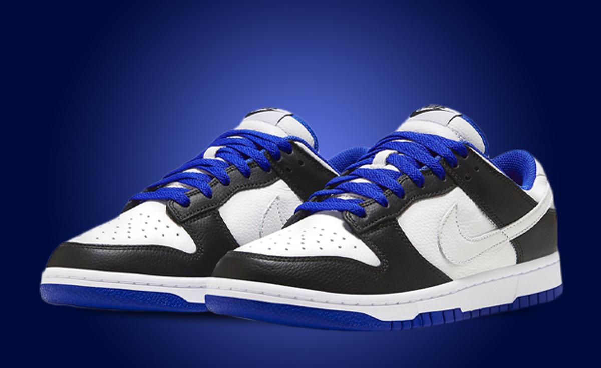 This Nike Dunk Low Appears In White Black And Royal Blue