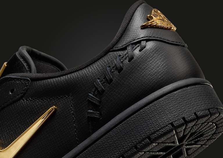 Air Jordan 1 MM Low Black Metallic Gold (W) Heel Detail