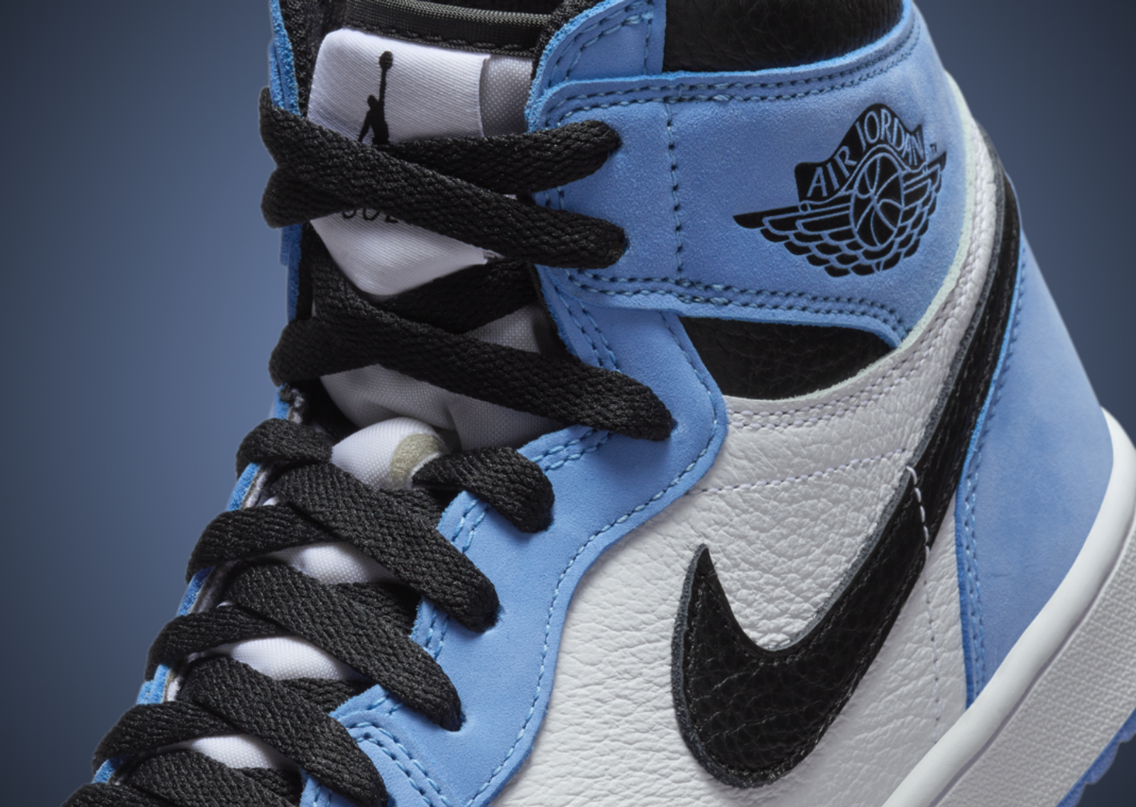 Air Jordan 1 Golf University Blue Midfoot Detail