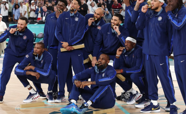 Team USA Basketball Men's team after Olympic Gold Medal victory