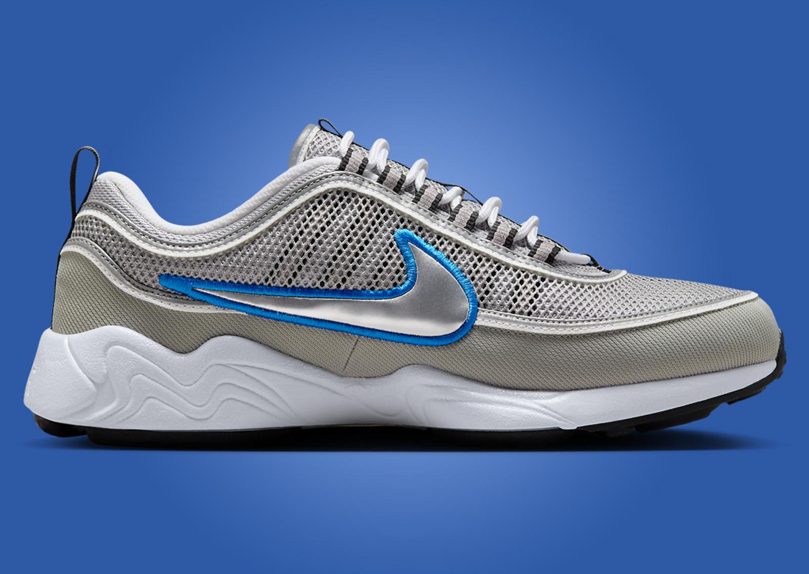 Nike Air Zoom Spiridon Metallic Silver Signal Blue Medial