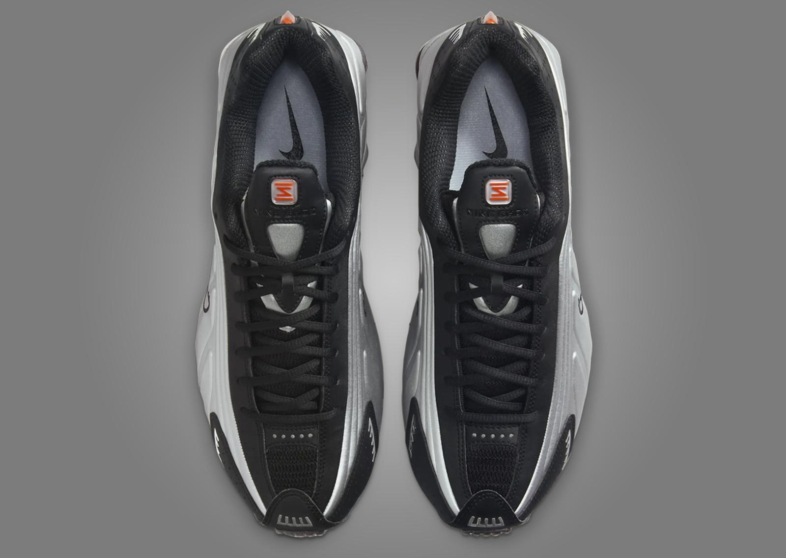 Nike Shox R4 OG Black Metallic Silver Max Orange Top