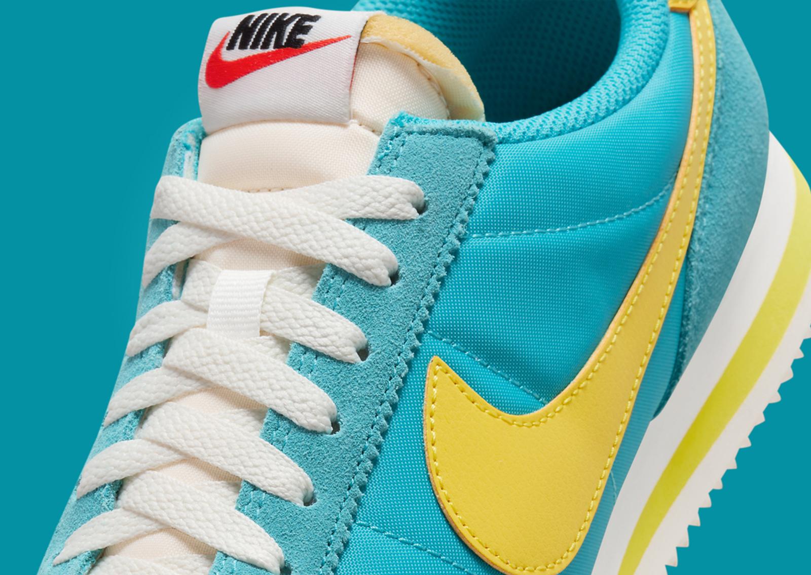 Nike Cortez Nylon Bleached Aqua Vivid Sulfur Tongue