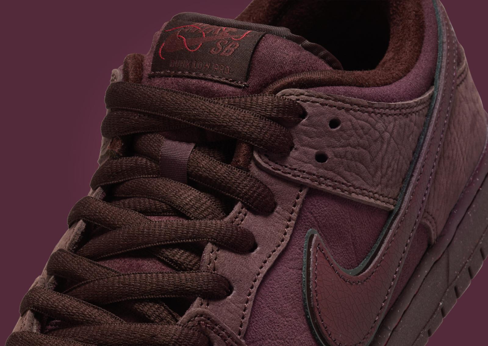 Nike SB Dunk Low Premium Paris City of Love Burgundy Crush Tongue Detail