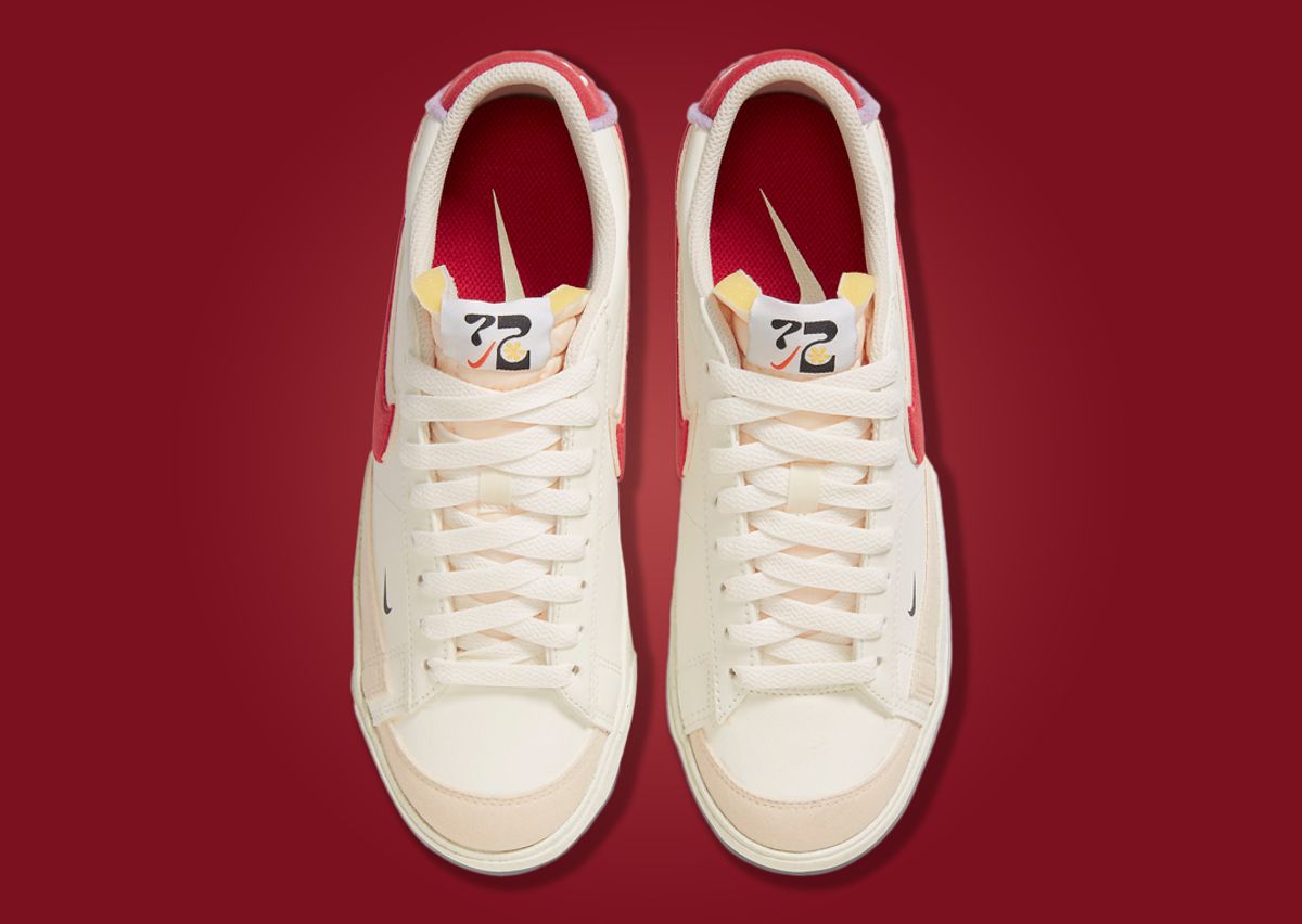 Gym Red Swooshes Shoot Through The Nike Blazer Low 77 Retro Logo