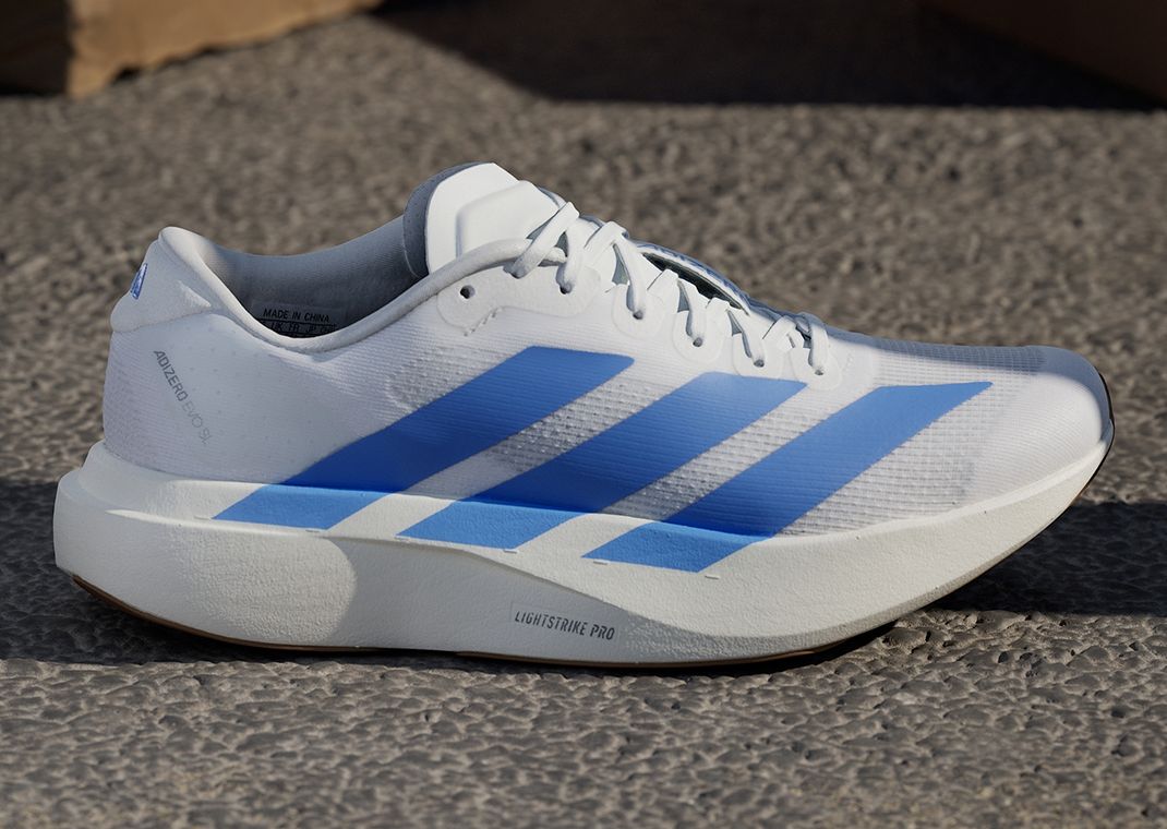 The Women's adidas Adizero Evo SL Cloud White Blue Fusion