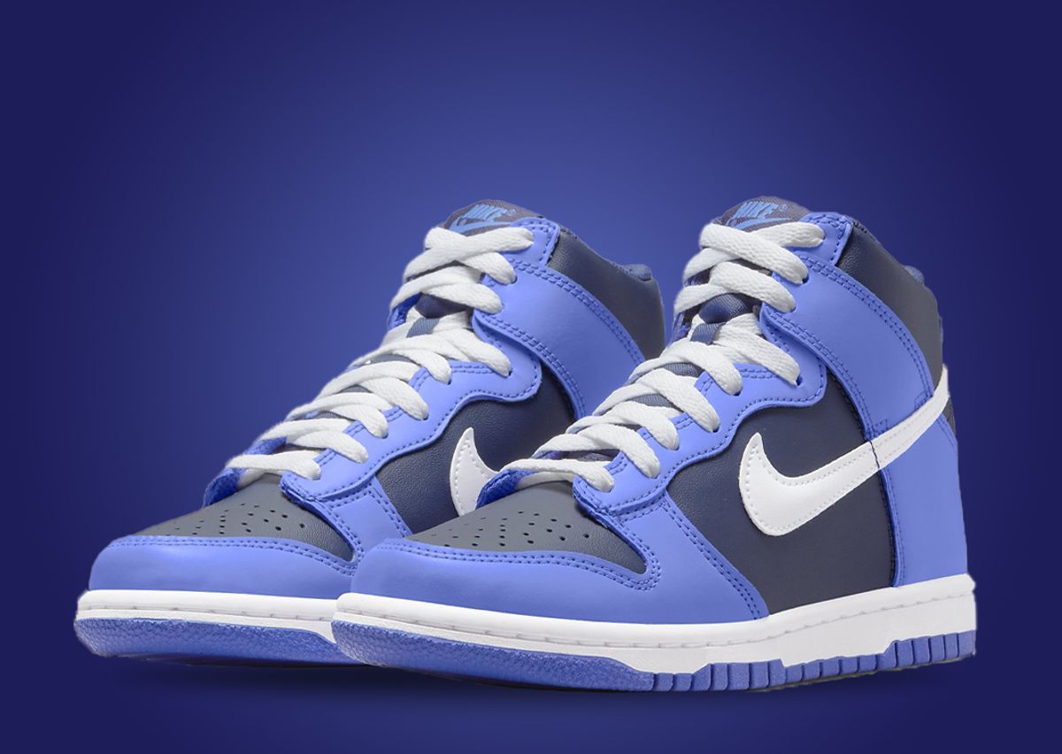 White and blue dunk high Clearance