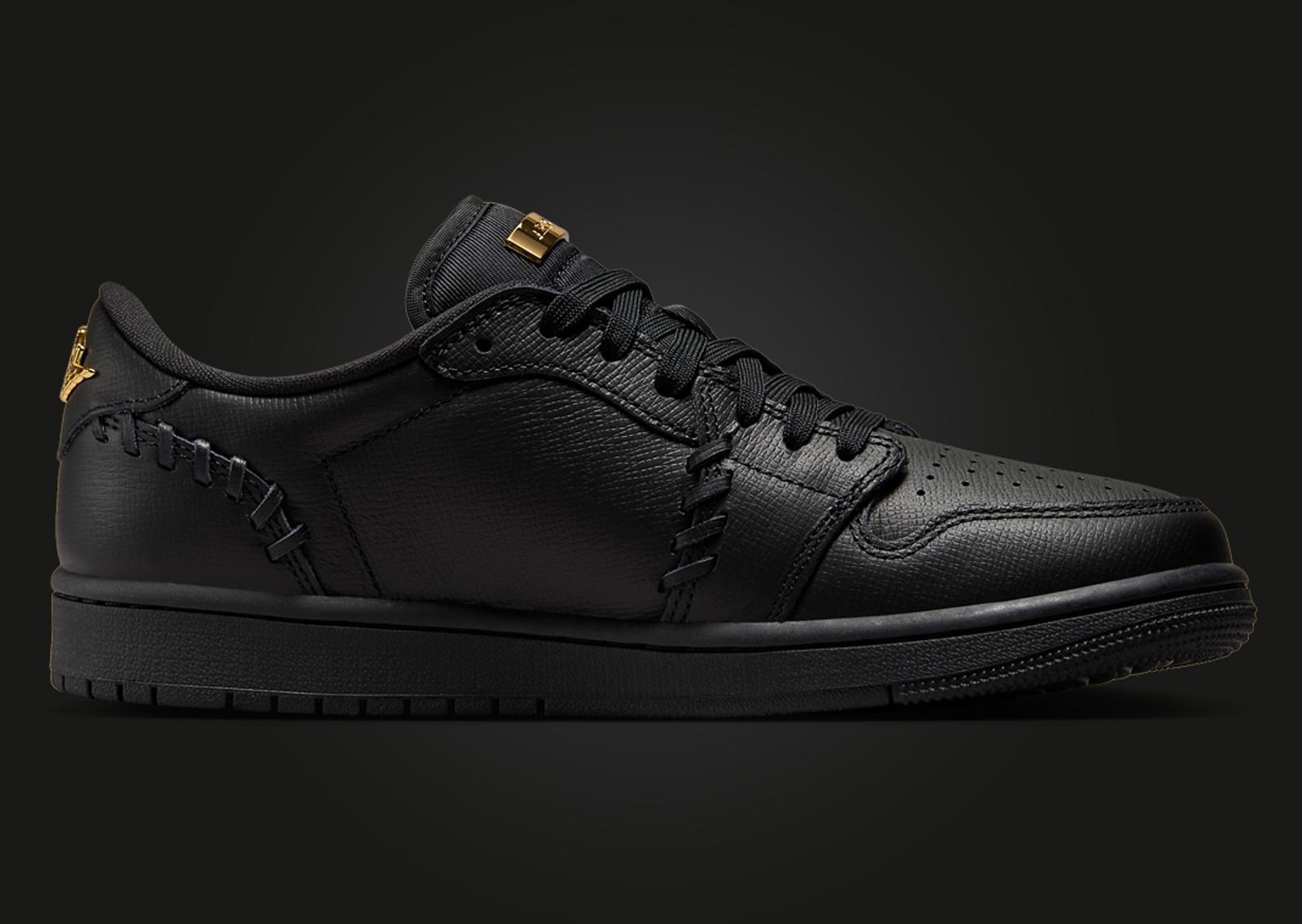 Air Jordan 1 MM Low Black Metallic Gold (W) Medial